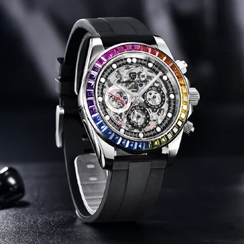 2021 Noul PAGANI DESIGN Mens schelet Ceasuri Mecanice Curcubeu cerc de Lux Automatic ceas pentru bărbați Scafandru Ceas sapphire