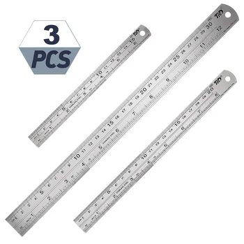 3Pcs Riglă de Oțel Instrument de Desen Accesoriu 15/20/30cm Metalice din Oțel Inoxidabil Drept Riglă Metrică Regula Precizie de Măsurare Instrument