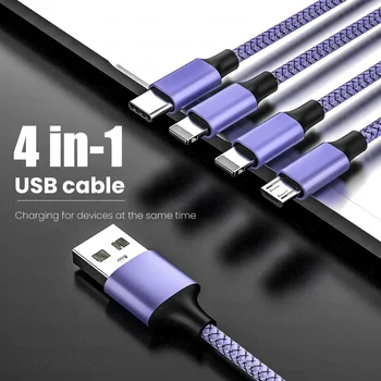 4-În-1 Cablu USB Pentru iPhone Încărcător 3 In 1 Micro USB/Tip C/8 Pin Kable 3A Încărcare Rapidă Cablu Pentru iPhone 13 12 Xiaomi Redmi