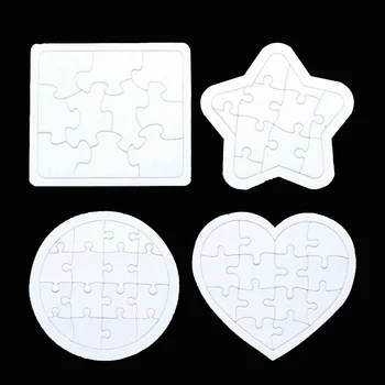 4buc Copii de Colorat Gol Puzzle DIY Hârtie Jigsaw Puzzle-uri Patru Forme de Desen Doodle Bord (Alb)
