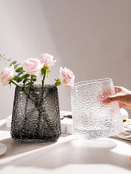 American Stil Lux Lumina Creatoare Din Piele Portabil Vaza De Sticla Cu Flori De Trandafir Crin Masă Living Ornamente Decor
