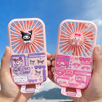Anime Sanrio Portabil Usb de Încărcare Fan Kawaii Hello Kitty Kuromi Cinnamoroll Portabile Desktop Ventilator cu Suport Consumabile în aer liber