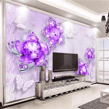 beibehang Personalizate wallpaper 3d foto murală noble violet superb de bijuterii cu flori stereo TV de perete de fundal tapet living