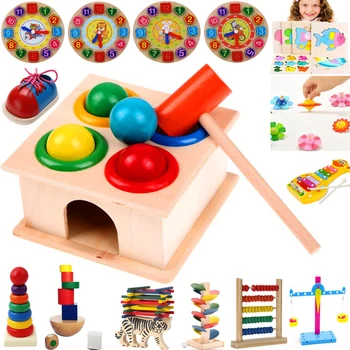 Blocuri De Lemn Cu Ciocanul Mingea Ciocan Cutie Copii Distractiv Joc Hamster Joc Jucărie De Învățare Timpurie Pentru Copii De Învățământ Jucării De Înaltă Calitate