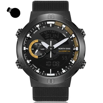 Bărbați sport în aer liber, luminos rezistent la apa smartwatch Alarmă Cronometru numărătoarea inversă multi-funcția de student negru ceas de aur