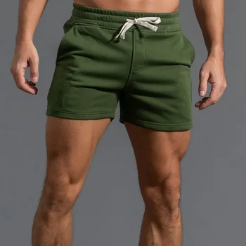 Bărbați Îmbrăcăminte 2023 Noi Bumbac Pantaloni Scurți De Sport Bărbați Vară Genunchi Lungime Culoare Solidă Pantaloni Scurți De Fitness Rulează Pantaloni Casual