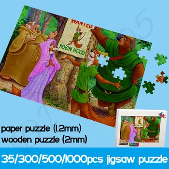Disney Puzzle-uri pentru Copii, Animație, Film de Desene animate Robin Hood 1000 Bucată de Hârtie și de Lemn Jigsaw Puzzle Jucarii Educative Cadouri