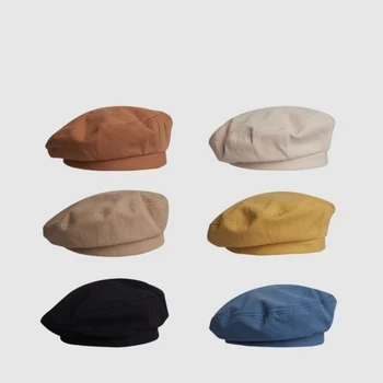 Femei Simplu vânzător de ziare Pălărie de Culoare Solidă Bereta Palarie Casual Street Sepci Unisex Cânepă Sălbatică Octogonal Cozoroc Sapca pentru Barbati de Iarnă Pălării de Primăvară