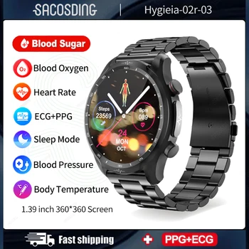 Hygieia-02r-03 Zahăr din Sânge Smartwatch 1.39-inch de 360*360 HD cu Ecran Mare HRV Ceasuri Inteligente de Monitorizare a Tensiunii Arteriale de Oxigen din Sange