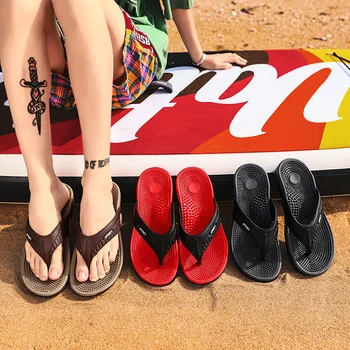 JIEMIAO Bărbați Papuci de Moda de Vară Masaj Flip Flop Respirabil Pantofi de Plaja si Sandale în aer liber, Non-alunecare de petrecere a timpului Liber Papuci de Mari Dimensiuni