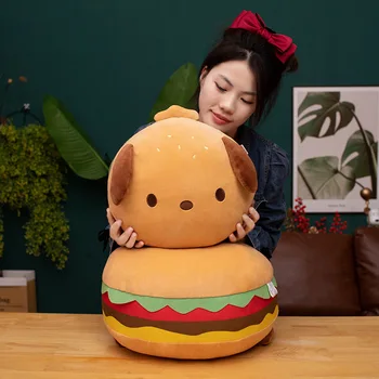 Kawaii Sanrio Pochacco Hamburger De Pluș Perna De Desene Animate Drăguț Păpușă Jucărie De Pluș Canapea Pernă Cadou De Ziua Acasă Spătarul En-Gros