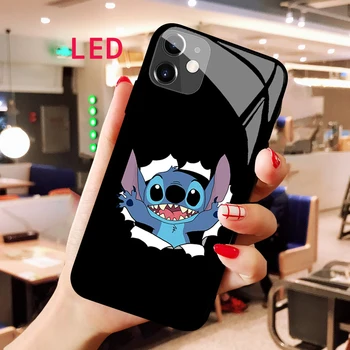 Luminos Sticlă Călită telefon caz Pentru Apple iphone 13 14 Pro Max Puls mini Cusatura de Moda de Lux RGB LED Backlight capac nou