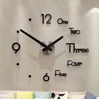 Mare 3d Diy Ceas de Perete cu Design Modern Acrilice Tăcut Ceas Baie Autocolant Ceasuri Living Mare, Mare și Negru, Uita-te la Acasă ZY50GZ