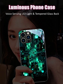 Model Digital, LED Lumina Stralucitoare Luminos Sticla Cazul în care Telefonul pentru Huawei P40 P50 P60 Pereche De 60 40 50 Nova 8 9 10 Pro Plus
