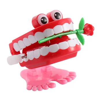 Murmur Dintii din Proteza Crescut de Vânt de Până Clockwork Jucărie Clănțăne Amuzant Mini Cute de Mers pe jos de Dinți Ceas de Jucărie pentru copii pentru Copii
