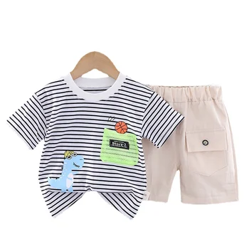 Noi de Vară de Moda pentru Copii Haine Copii Baieti Casual cu Dungi T-Shirt, pantaloni Scurți 2 buc/Set Toddler Costum pentru Sugari Treninguri Copii