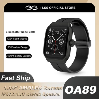 OA89 Ceas Inteligent 1.96 inch AMOLED 3D Design Flexibil Ecranul de apelare Bluetooth Rata de Inima IP67 rezistent la apa Smartwatch pentru Android IOS