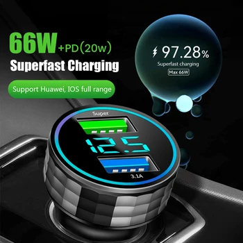 OlafCar Încărcător Qc3.0 Quick Charge Bricheta Auto Plug Dual-Port Incarcator Auto Taxa Flash Pentru iPhone 14 Tip C Pentru Huawei