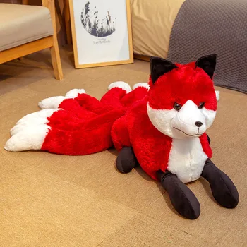 Pluș cu Nouă cozi de Vulpe Simulare Postură Ședință Fox Animal Păpușă Nouă Jucărie de Pluș pentru Copii Cadou Papusa