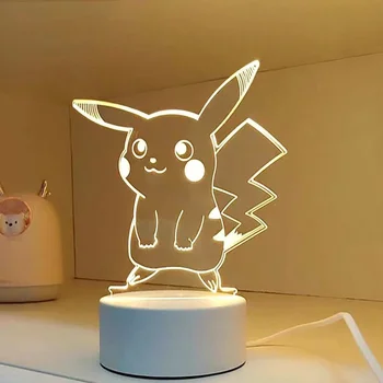 Pokemon Pikachu 3d Lumina de Noapte Drăguț Anime Lumină Moale Dormitor Noptieră Lumina Led Decor Camera Copii Jucărie de Crăciun Cadouri