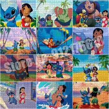 Puzzle-uri de 1000 de Bucăți de Hârtie Asamblarea Imagine Film Disney Lilo & Stitch Puzzle-uri pentru Adulți Joc de Copii de Învățământ jucării DIY