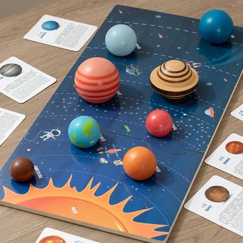 Puzzle-Uri Din Lemn Jucărie Sistem Solar Opt Planeta Cunoaștere De Potrivire Puzzle Bord Puzzle Copii De Gândire Joc Educațional De Învățare Cadou