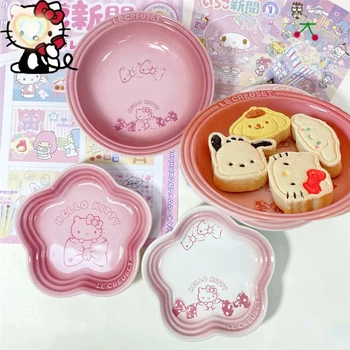 Sanrio Kawaii Hello Kitty Placa De Desene Animate Creative Forma De Fructe Gustare Placă Ceramică De Uz Casnic Alimente Vegetale Placa Drăguț Tacamuri