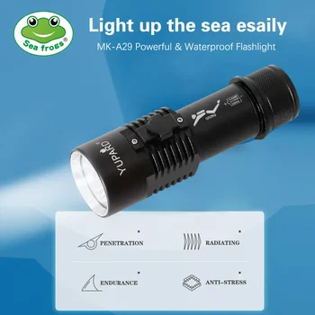 Scufundări Lanterna IPX8Waterproof 50 de Metri sub apă Lanterna Cu High-Low-SOS Trei Lumină Albă Modul Magnetic Comutator Glisant