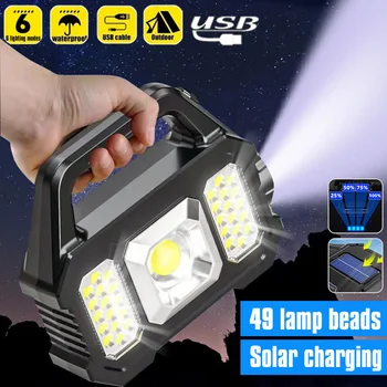 Solar LED Portabil Puternic Lanterna USB Reîncărcabilă Lanterna rezistent la apa Inaltime Putere COB Lumina Lanterna Camping în aer liber Drumetii