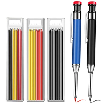 Solid Tâmplar Creion Refill Set Lung cu Nasul Groapă Adâncă Creion Mecanic Marker Built-in Ascuțitoare pentru Dulgher pentru prelucrarea Lemnului