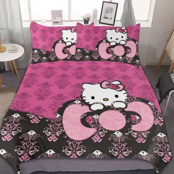 TAKARA TOMY Sanrio Hello Kittys Set lenjerie de Pat Pilota Plapuma Acoperă Plapuma Perna Lenjerii de pat Copii Copil Băiat Dormitor cu Pat Set