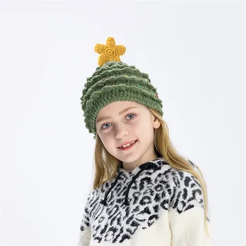 Toamna și Iarna Nou Stil de Vest Pom de Crăciun Star Lână Adult Copii Părinte-copil Pălărie Cald