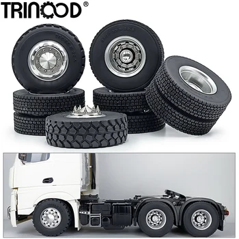 TRINOOD 6PCS Hex, Cauciucuri 6x6 Set Complet Fata si Spate Metal Roți Jante cu Anvelope de Cauciuc pentru Tamiya 1/14 Camion Remorcă de Tractor