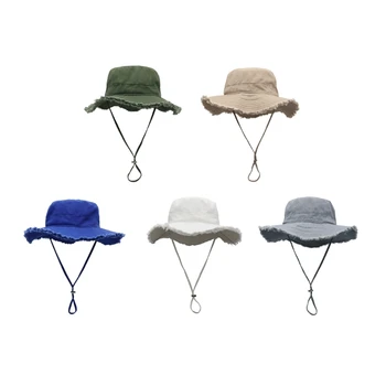 Uzat Design Pescar Pălărie cu Ajusta Bărbie Coarda Anti-Uv Pescar Palarie pentru Adulti Adolescenti Margine Largă Pălărie Găleată