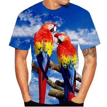 Vara 3D Imprimate Bărbați Animale Păsări Papagal Colorat tricou Harajuku zi cu Zi Casual, Fashion Barbati O-gat Maneci Scurte T-shirt