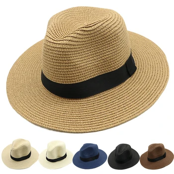 Vara Pălării Panama Pentru Femei Barbati Margine Largă Plajă De Jazz Pălărie De Răcire Doamnelor Soare, Pălărie De Paie