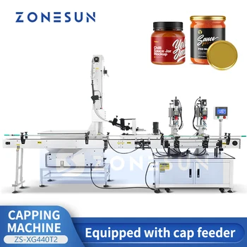 ZONESUN Automată de Metal Lug Capac Twist Off Capper Sticlă de Etanșare Plafonarea Mașină cu Capac Alimentator ZS-XG440T2