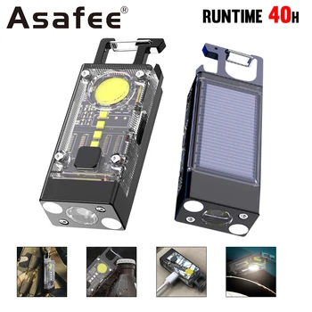 Asafee S030 Mini Breloc Lumina Portabil EDC LED-uri Super Luminoase Cu built-in baterie USB Reîncărcabilă Panouri Solare Lanterna