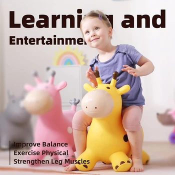 Dragă Zână Girafa Bouncy Cal Hopper Jucărie pentru Copii Animale de Sărituri pentru Copii mici Gonflabile Plimbare Jucarii si Cadouri pentru Băieți și Fete