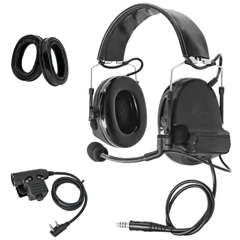 Electronice tactice de reducere a zgomotului de fotografiere de protecție a auzului cască（BK） + silicon căști + U94 ASV