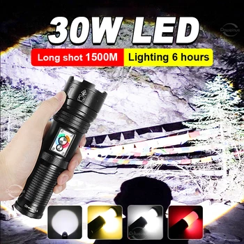 Super-Puternic 30W LED Lanterna Built-in 5000mAh baterie Reîncărcabilă Lumina Flash Lovitură de Lungă COB Lampă Camping Impermeabil Mână Torța