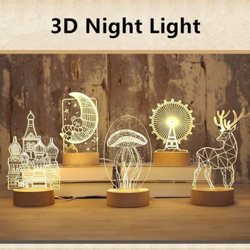 USB LED Lumina de Craciun Petrecere de Ziua Îndrăgostiților, Ziua de Decorare Cadouri pentru Copii 3D Acril Noapte Lumina de Veghe Lampa de Dormitor